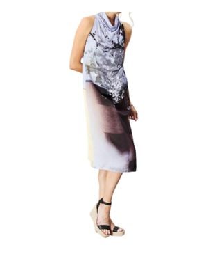Lola & Sophie Printed Funnel Neck Maxi Dress - Blue