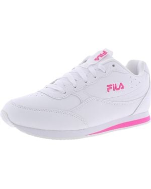 Fila Panzia Faux Leather Lace-Up Casual Sneakers - White