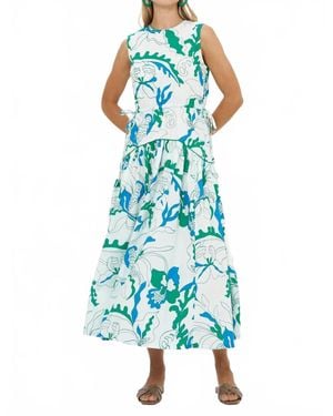 Oliphant Sleeveless Piped Maxi Dress - Blue