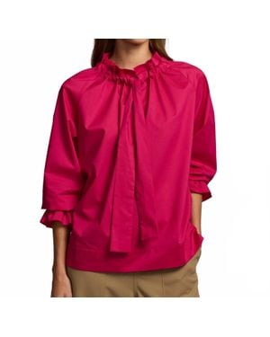 Hinson Wu Alina Long Sleeve Shirt Top - Red