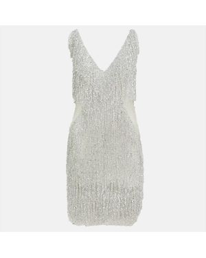 Naeem Khan Gatsby Tassel Embellished Short Dress - Gray