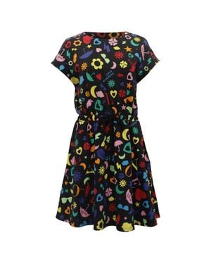 Moschino Love Printed Mini Flared Dress - Black