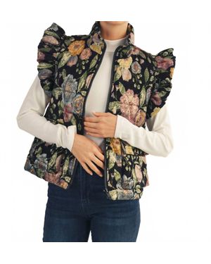 Jodifil Rosewood Tapestry Puffer Vest - Multicolor