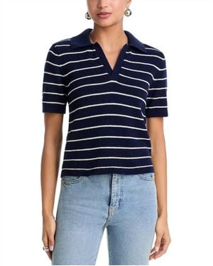 FRAME Striped Easy Polo Top - Blue