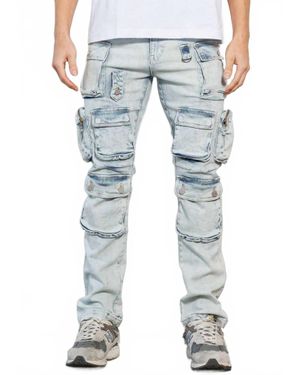 First Row Cargo Denim Jeans - Blue