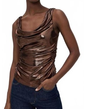 Astr Leanne Metallic Top - Brown