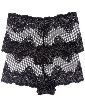 Le Mystere Set Of 2 Lace Allure Boyshort - Black