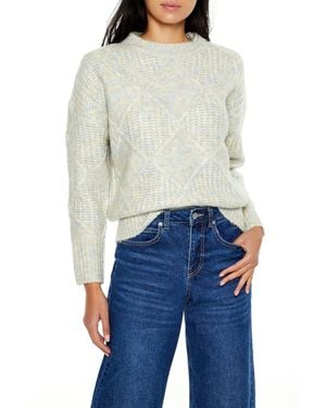 Forever 21 Textured Marled Knit Sweater - Blue