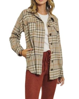 J.Nna Checked Wool-Blend Shirt-Jacket - Natural