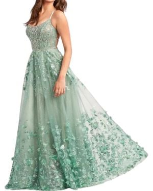 Ellie Wilde Lace Up Prom Gown - Green