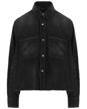 Haikure Denim Shirt With Classic Collar - Black