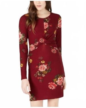 Planet Gold Juniors Floral Print Twist Bodycon Dress - Red