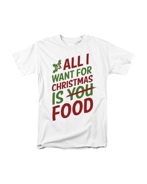 Gildan All I Want For Christmas Is Food Adult T-Shirt - White
