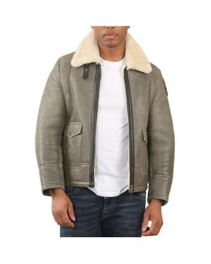 TruClothing B3 Shearling Aviator Sheepskin Jacket - Gray