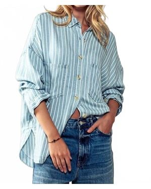 Urban Daizy Horizon Striped Button Up - Blue