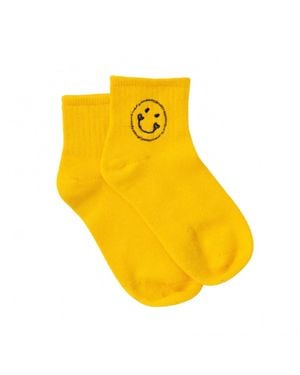 Kerri Rosenthal Good Morning Smiley Ankle Socks - Yellow