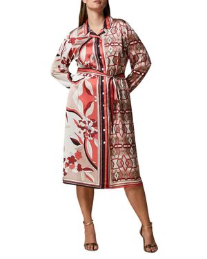 Marina Rinaldi Divinita Printed Satin Midi Dress - Red