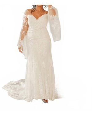 Madison James Lace Wedding Gown With Chapel Train - White