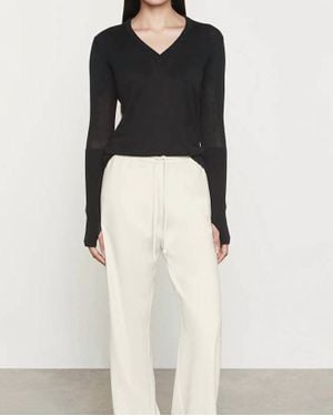 Enza Costa Fine Cashmere V-Neck Top - Black