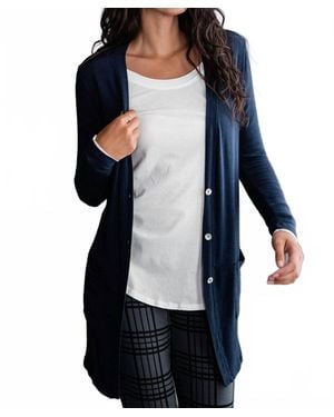 YALEA Leslie Long Sleeve Oversize Bamboo Cardigan - Blue