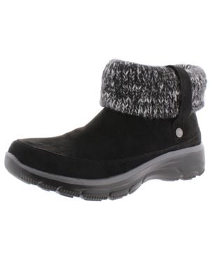 Skechers Easy Going Memory Foam Knit Collar Ankle Boots - Black