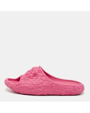 Versace Rubber Medusa Embossed Pool Slides - Pink