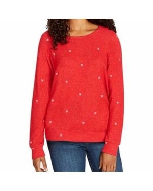 Buffalo David Bitton Relaxed Fit Printed Cozy Pullover Top - Red