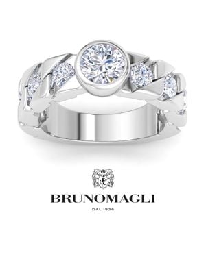 Bruno Magli 2-3 Carat Round Shape Lab Grown Diamond Bezel Set Solitaire Ring - Metallic
