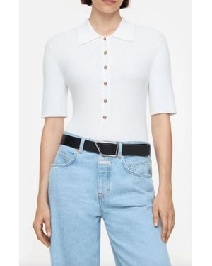 Closed Polo Short Sleeve Top - White