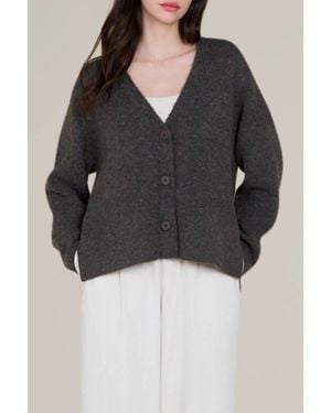 GRADE & GATHER Side Vent Button Down Sweater - Black
