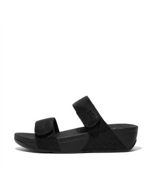 Fitflop Lulu Adjustable Shimmerlux Slides - Black