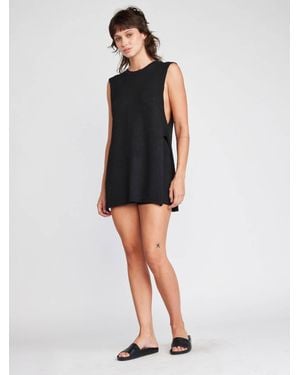 Self Contrast Shivani Tank Tunic Top - Black