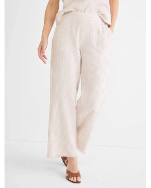 NIC+ZOE Pinstripe Gauze Wide Leg Pant - Natural