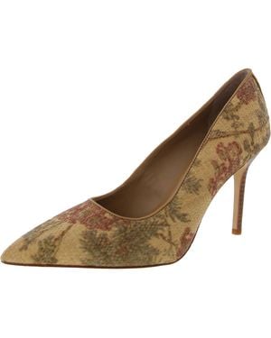 Ralph Lauren Lindella Leather Slip On Pointed Toe Heels - Natural