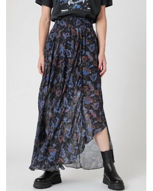 Berenice Smocked Cut Long Skirt - Blue