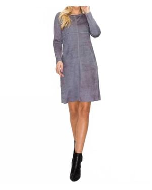 Joh Aurora Suede Round Neck With Pockets Dress - Blue