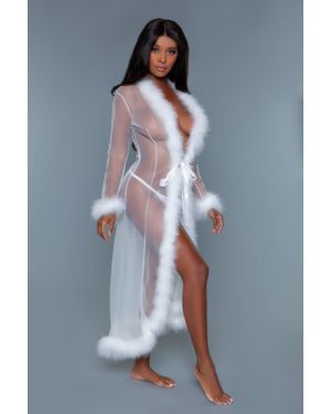 TRUEDAMES Marabou Robe - Blue