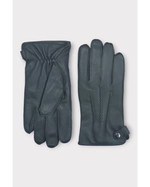 Infinity Leather Italian Leather Warm Wool-Lined Winter Bike Riding Driving Casual Gloves - Blue