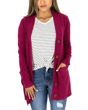 Grace and Lace Bambü Button Cardigan - Red