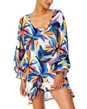 Anne Cole Bell Sleeve Flounce Tunic - Blue