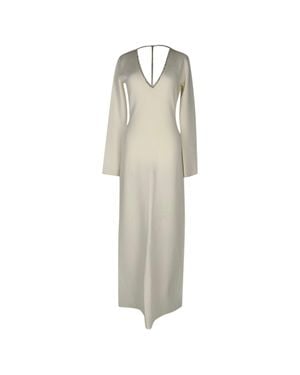Galvan London London V-Neck Long Sleeve Maxi Dress - Natural