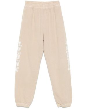 Pinko Pants With Elastic Waistband And Printed Branding - Natural