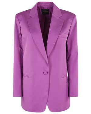 ANDAMANE Amethyst Satin Cotton Blazer - Purple