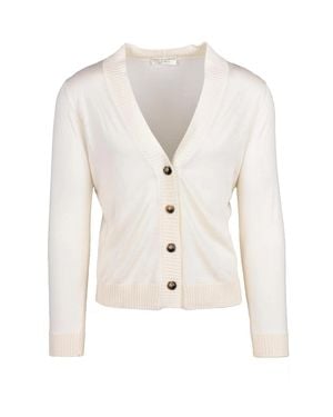 FILIPPO DE LAURENTIIS Superfine Merino Wool V-Neck Cardigan - White
