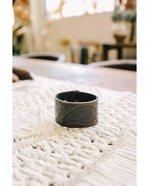 Leto Paisley Embossed Leather Snap Wrap Bracelet - Natural