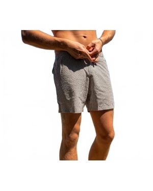 Bermies Seersucker With Liner Swim Shorts - Gray