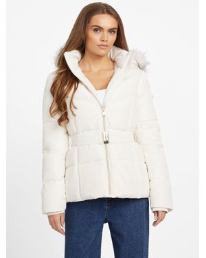 Guess Sally Belted Real-Down Jacket - White