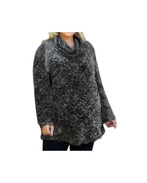 On The Plus Side Cowl Long Sleeve Tunic - Black