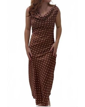 By Together Satin Polka Dot Maxi Dress - Brown