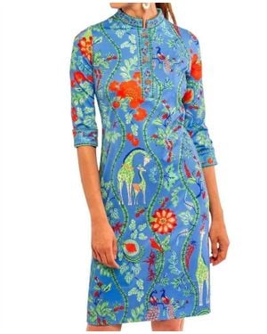 Gretchen Scott Jungle Symphony Mandarin Dress - Blue